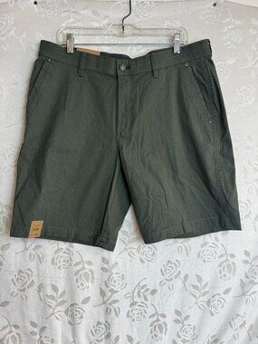 Weatherproof Vintage Mens Olive Green Ripstop Stretch Shorts With Flex Waistband